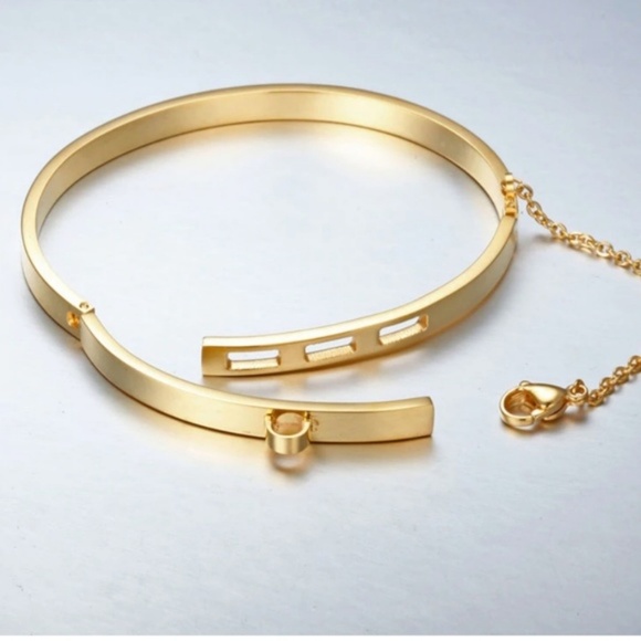 Bangle Chain Bracelet Minimalist Rhodium Plated - Picture 6 of 7